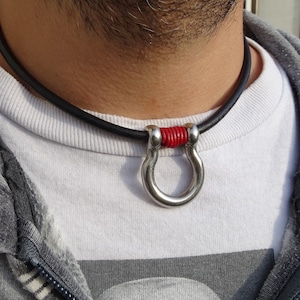 Leather necklace for men, Handmade gift for Sailor, Shackle men's jewelry