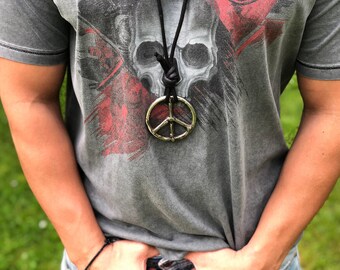 Peace Sign Pendant Hippie Necklace Vintage Jewelry Peace Symbol Unisex Jewelry Gift For Woman Gift for Him
