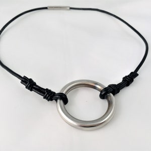 Circle Necklace Women Pendant Large Circle Necklace for Women Leather Cord Jewelry Boho Necklace Gift for Her image 3