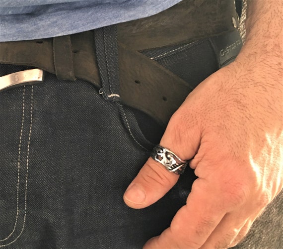 Hammered Ring, Men Celtic Ring, Stainless Steel Ring, Mens Jewelry, Boho Jewelry, Gift For Him