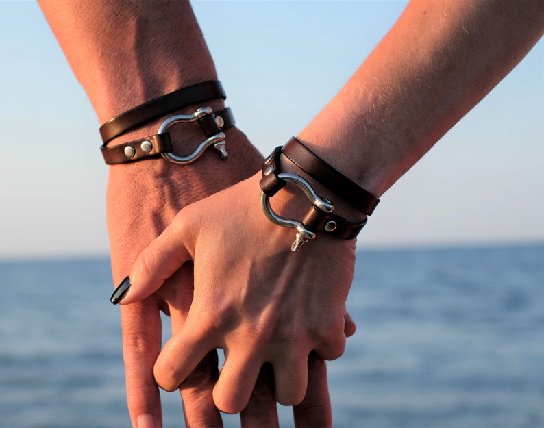 His and Hers Couple Bracelet Cuff Bracelets Set Leather Etsy