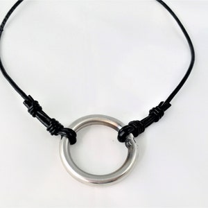 Circle Necklace Women Pendant Large Circle Necklace for Women Leather Cord Jewelry Boho Necklace Gift for Her image 6