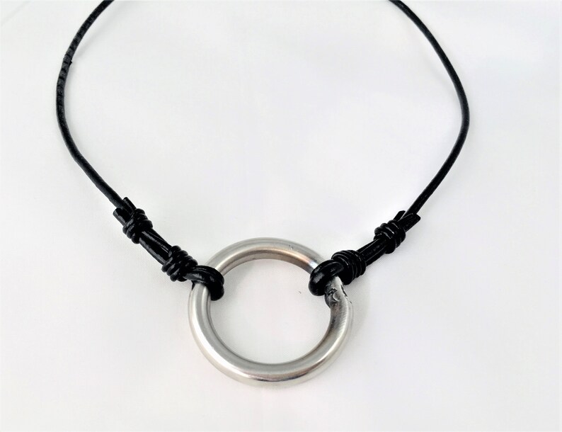 Circle Necklace Women Pendant Large Circle Necklace for Women Leather Cord Jewelry Boho Necklace Gift for Her image 6