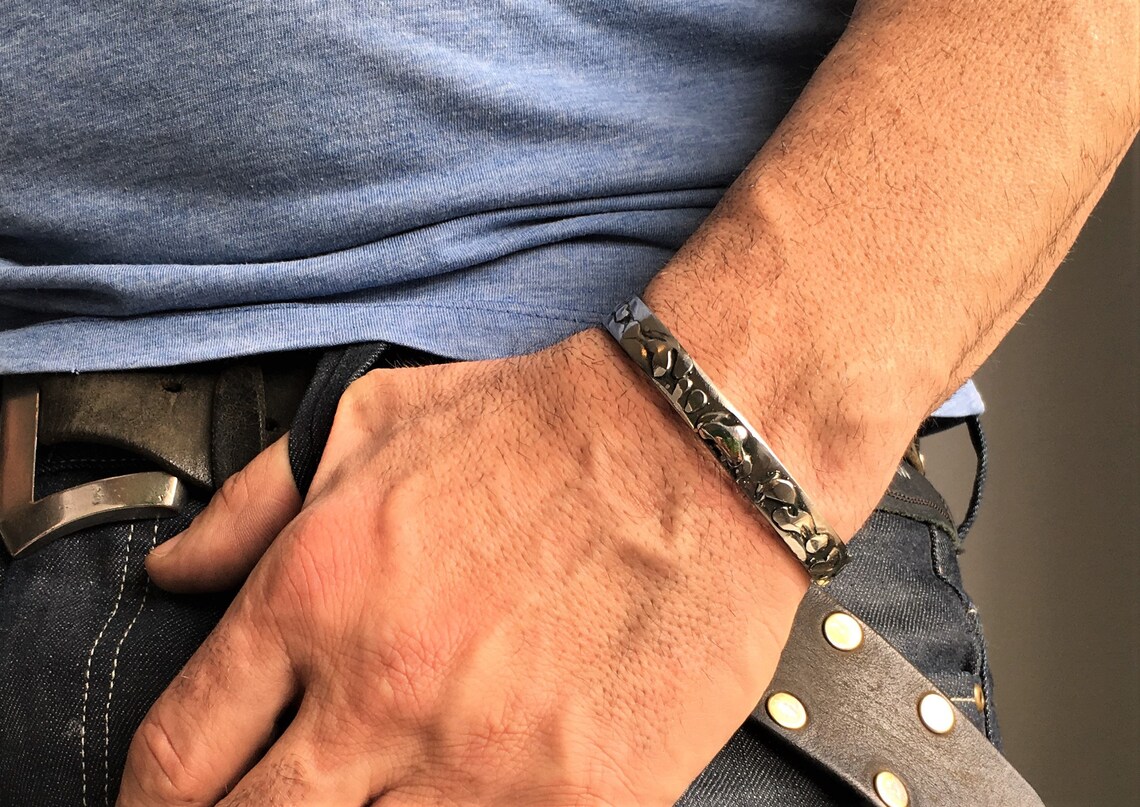 Men's Cuff Bracelet Hammered Bracelet Men Bracelet Etsy