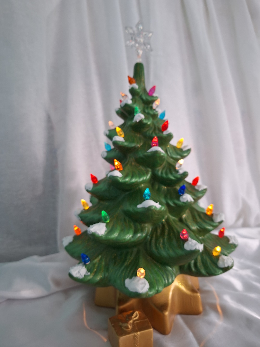 Ceramic Christmas Tree Green and Gold Atlantic - Etsy