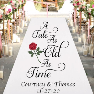 A Tale As Old As Time White Personalized Aisle Runner - Wedding Aisle Runner - MC22934 - Entrance - Plain White Aisle Runner