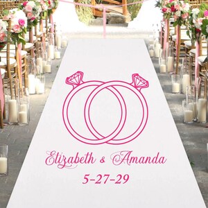 Custom Same Sex Wedding Ring Personalized Wedding Aisle Runner, Wedding Ceremony Personalized Aisle Runner MAE21-F