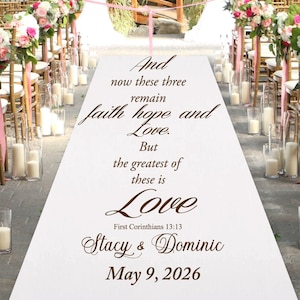 Custom Faith Hope and Love And Hope  1 Corinthians 13:13 Personalized Wedding Aisle Runner -ENTR/MAE21ZH/SuperAdobe - Plain White Runner