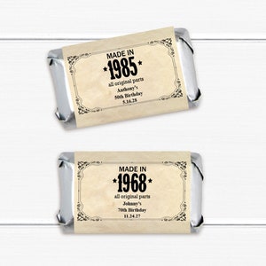 Set of 40 Made In All Original Parts Personalized Hershey&#39;s Miniatures Chocolate (Assembled/Labels Only), Affordable Birthday Favors MAE198