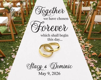 Custom Together We Have Chosen Forever White Personalized Aisle Runner Wedding Aisle Runner - MAE1/ENT Plain White Aisle Runner