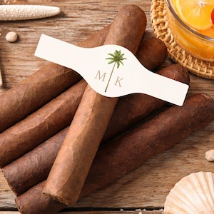 Beach Wedding Favors, Set of 15, Palm Tree Monogram Personalized Cigar Stickers, Cigar Bands, Party Favors Cigar Labels MAE164