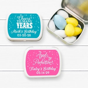 12 pcs  Birthday Personalized Empty Candy Mint Tin Favors  - Birthday Favors - MAE67-J - Birthday Tins Favors with Stickers