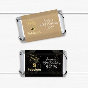 40th Birthday Favors, Set of 40, Forty And Fabulous Personalized Hershey's Miniatures Chocolate, Hershey's Miniatures Favors MAE239