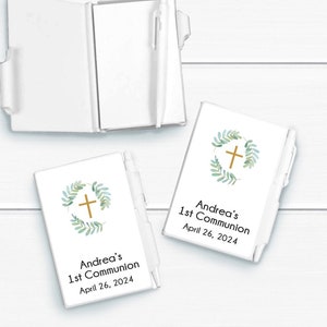 12 pcs Cross Botanical Greenery First Communion Personalized Notebook First Communion Party Favors, Notebook Party Favors MAE891