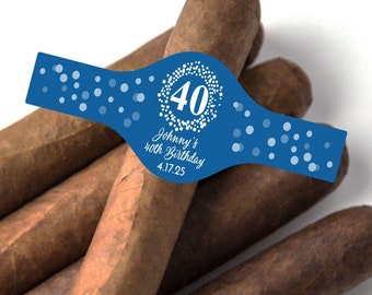 15 pcs Fortieth 40th Birthday Personalized Cigar Stickers, Cigar Bands Personalized Birthday Favors MAE84 Adult Party Favors