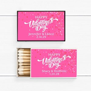 Valentine&#39;s Day BULK Matches Set of 50, Happy Valentine&#39;s Day Personalized Matches, Matchboxes Hearts Day Party Favors MAE82154-ZC