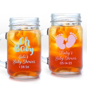 Set of 24 Baby Shower Personalized Large Mason Jar Mug (16oz), Affordable Baby Shower Party Favors MAE62