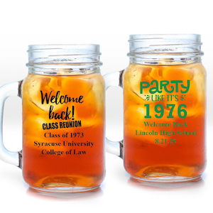 Set of 18 Class Reunion Personalized Large Mason Jar Mug (16oz), Affordable Class School Reunion Party Favors MAE181