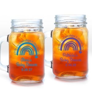 Set of 18 A Little Ray of Sunshine is Almost Here Personalized Large Mason Jar Mug (16oz), Affordable Baby Shower Party Favors MAE89