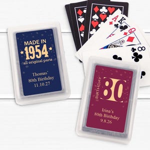 Personalized 80th Birthday Playing Card Favors - Set of 10