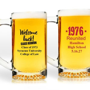 Class Reunion Favors 24 pieces Class Reunion Personalized Beer Mug  with Handle Favors, Class Reunion Stein Beer Mug Favors MAE181