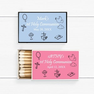 1st Communion BULK Matches Set of 50, 1st Holy Communion Personalized Matches, 1st Holy Communion Matchboxes, Celebration Matches MAE812