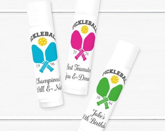 Pickleball Party Favors, Set of 12, Pickleball Personalized Tube Lip Balm Favors, Lip Balm Party Favors MAE144