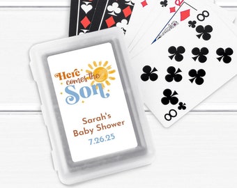 10 pcs  Here Comes the Son Personalized Playing Cards Personalized Playing Cards Plastic - MAE128 Baby Shower Favors