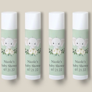 12 pcs  Baby Elephant Shower Personalized Tube Lip Balm Favors - Baby Shower lip Balm Favors MAE96 Baby Shower Favors