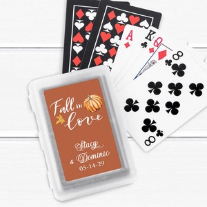 10 pcs  Fall in Love Pumpkin Fall Leaves Personalized Playing Cards Playing Cards - Bridal Shower Favors - MAE93-T - Wedding Party Favors