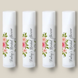 12  pcs   Flower Bridal Shower Personalized Tube Lip Balm Bridal Shower Party Favors, MAE130-N2 Bridal Shower Favors