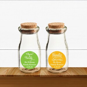 12 pcs Family Reunion Personalized Cork Milk Jar Favors - Reunion Cork Milk Jar Favors - MAE135-B - Family Reunion Party Favors