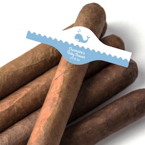 15 PIECES  Baby Whale Personalized Cigar Stickers - Baby Shower Stickers Only - MAE103-S