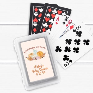 10 pcs  A Little Pumpkin Is On The Way Personalized Playing Cards Favors - Baby Shower Playing Cards Stickers MAE123-T Baby Shower Favors