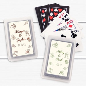 Fall Wedding Favors, Set of 10, Fall Wedding Doodle Icons Personalized Playing Cards Favors, Fall Wedding  Playing Cards Party Favors MAE07