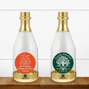 12 pcs  Family Reunion Personalized Gold Champagne Bottle Acrylic Favors - Reunion Bottle Acrylic Box Favors - MAE135-i- Party Favors