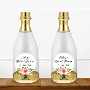 12 pcs Flower Bridal Shower Personalized Gold Champagne Bottle Favors Bridal Shower Bottle Favors - MAE130-i- Bridal Shower Favors