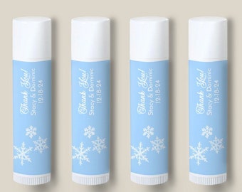 12 pcs  Snowflakes Winter Style Personalized Tube Lip Balm Favors - Snowflake Style lip Balm Favors MAE214-N2 Wedding Favors