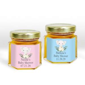 Set of 12 Baby Elephant Personalized Mini Honey Jar, Affordable Baby Shower Party Favors MAE96