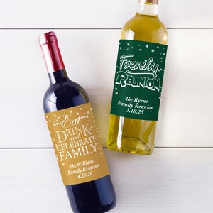 Family Reunion Label Favors 12 pieces Personalized Family Reunion Wine Label Stickers - MAE135-X1 Family Reunion Labels Only