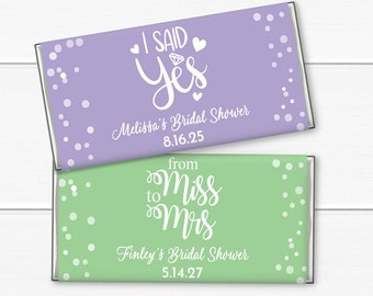 Personalized Hershey's Chocolate Bar Favors, Bridal Shower Party Favors (12 pcs)