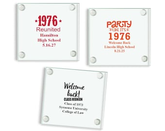 24 pcs  Class Reunion Personalized Coaster Favors - Coaster Party Favors - MAE181 -  Class School Reunion Coaster Glass Favors