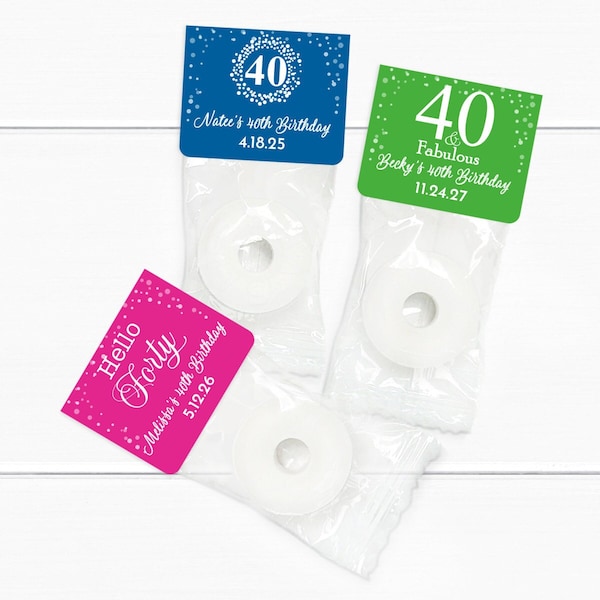 25 pcs of Fortieth 40th Birthday Personalized Lifesaver Sleeves Favors, Birthday Lifesaver, Birthday Favor Lifesaver Candy MAE84