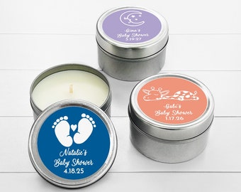 12 pcs  Baby Shower Personalized Travel Candle Tins - MAE62-D/BLND/JOSEF - Baby Shower Favors