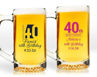 24 pcs Fortieth 40th Birthday Personalized Beer Mug Glass Favors Party Favors,MAE84 Milestone 40th Birthday Beer Mug Favors