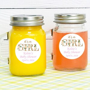 It&#39;s a Girl Favors Set of 12 Baby Shower Personalized Mini Mason Jar with Stickers Favors -Baby Shower Bottle Jar Favors  MAE90 Baby Favors