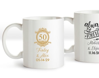 Printed 12 Pieces Leaf Circular Personalized 10 Oz Coffee Mug With Handle,  Ceramic White Mug Anniversary Favors {item# 734-13} - Etsy