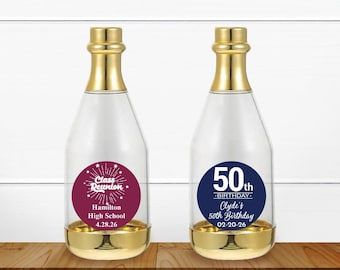 12 pcs  Class Reunion Personalized Gold Champagne Bottle Acrylic Favors - Reunion Bottle Acrylic Box Favors - MAE181-i- Reunion Party Favors