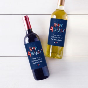 4th of July Labels, Set of 12, Happy 4th Of July Personalized Wine Labels Stickers, 4th Of July Wine Labels Stickers MAE08
