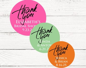 Thank You Labels, 24 pcs Thank You Personalized Stickers Labels - Bridal - Wedding - Baby Shower Favors Stickers - Custom Stickers MAE131